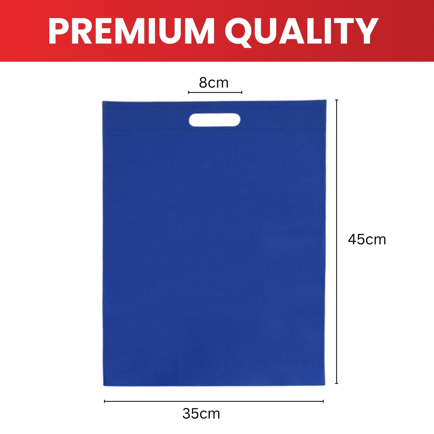 Pack of 25 White Coloured 45x35cm Non-Woven Patch Handle Bags