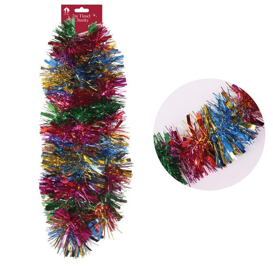 2m Christmas Chunky Tinsel - Multicoloured