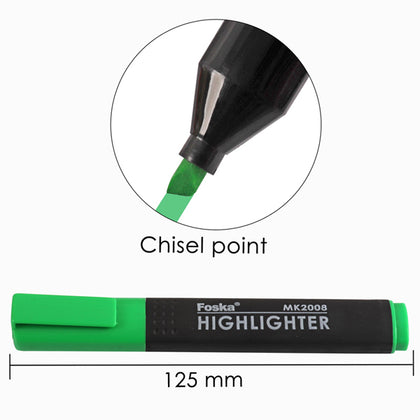 Pack of 12 Slim Green Chisel Point Highlighter Pens