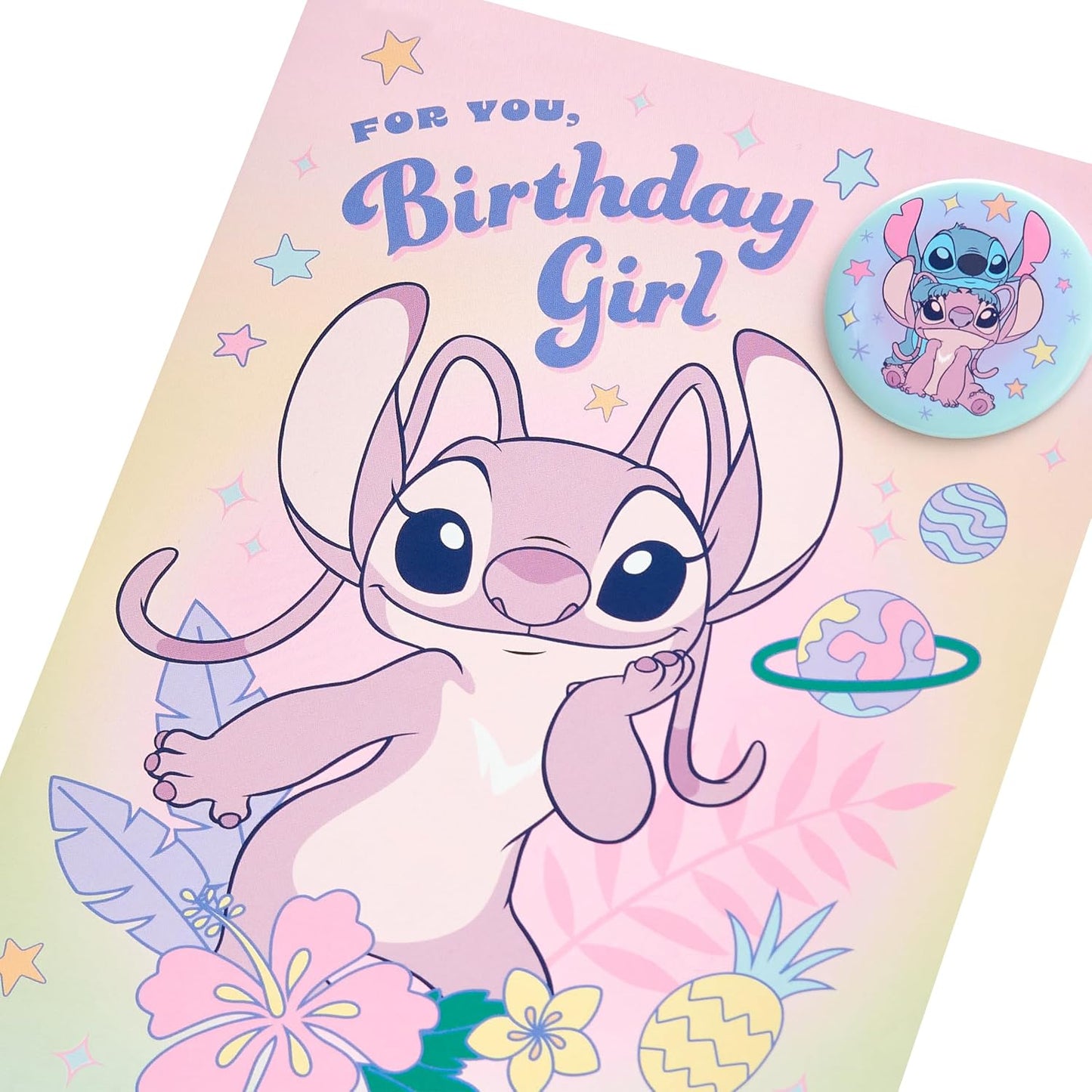 Angel Design Birthday Card with Badge