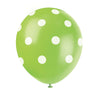 Pack of 6 Lime Green Dots 12" Latex Balloons