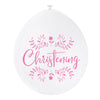 Pack of 10 Pink & White Christening 9" Latex Balloons