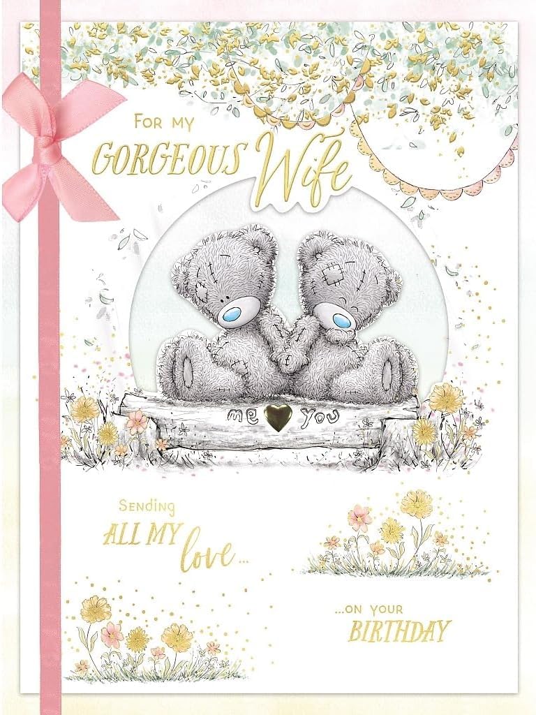 Bears On Log Holding Hands Wife Luxury Boxed Birthday Card