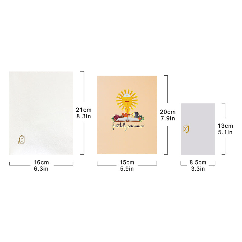 Religious Symbols & Floral First 3D Pop Up Holy Communion Card