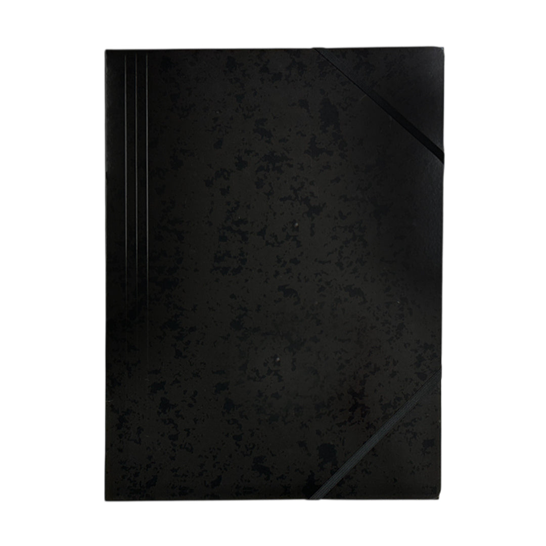 Pack of 12 A4 Black Card 3 Flap Folders With Elastic Closure