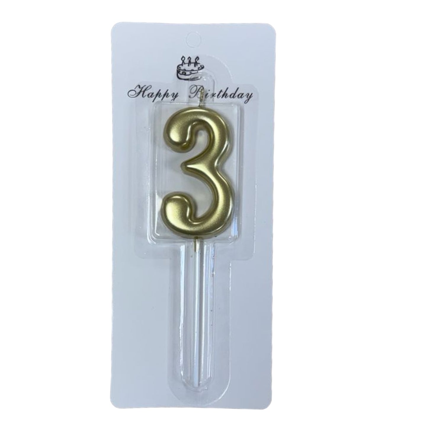 3 Number Gold Candle For Birthday Party - Cake Topper for Kids & Adults