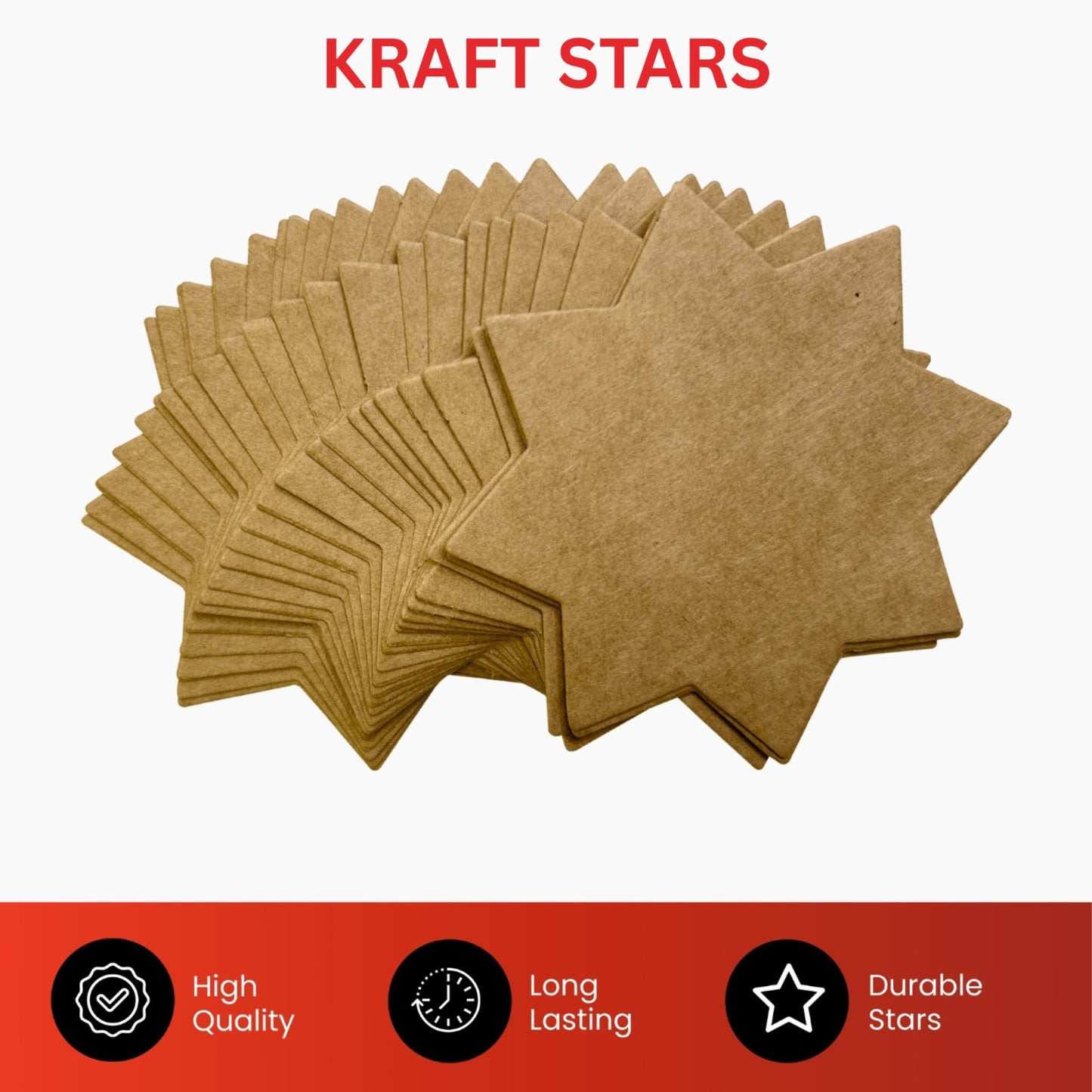 Pack of 1000 Brown Kraft Stars 42 x 42mm