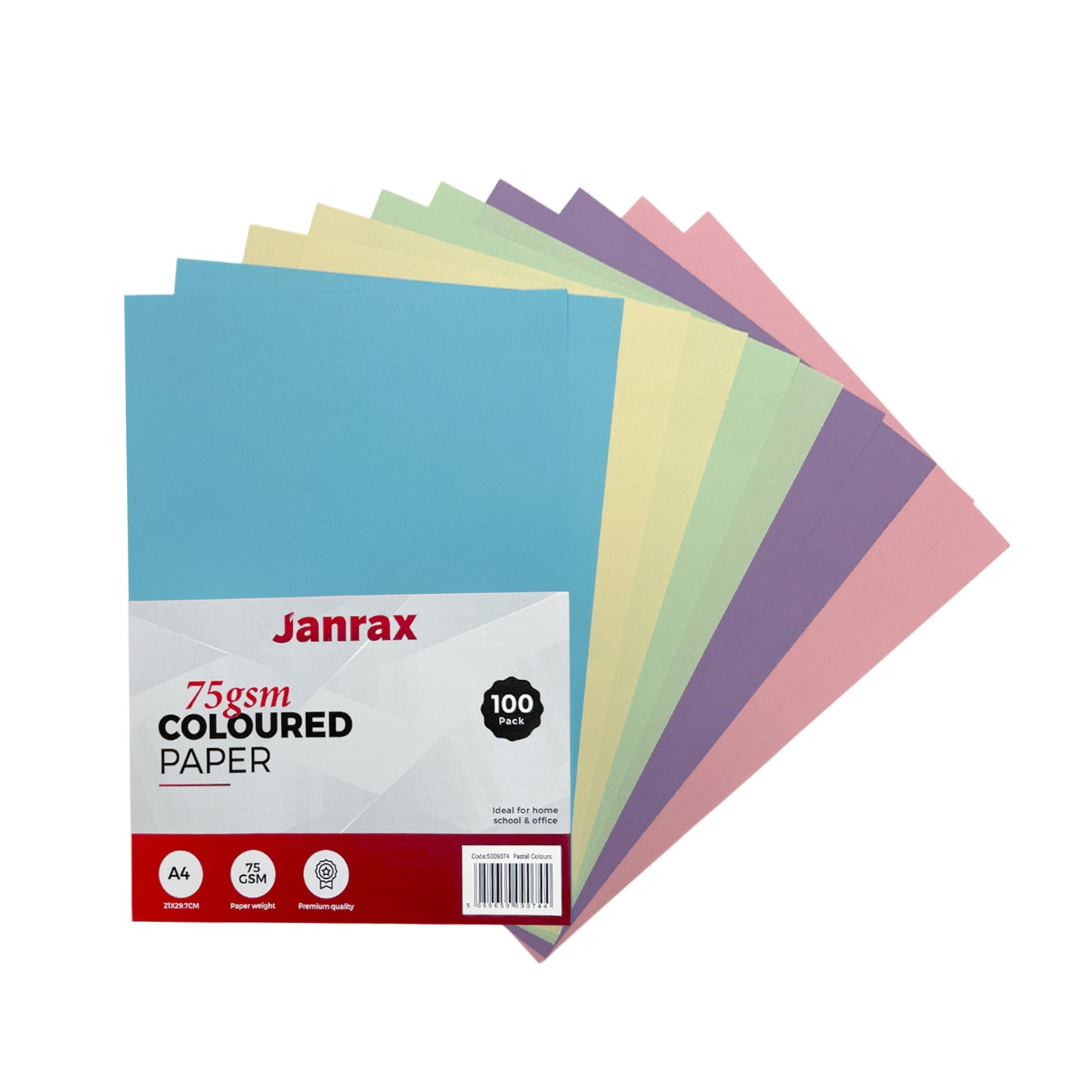 Pack of 1000 A4 Assorted Pastel Coloured Paper 75gsm Sheets