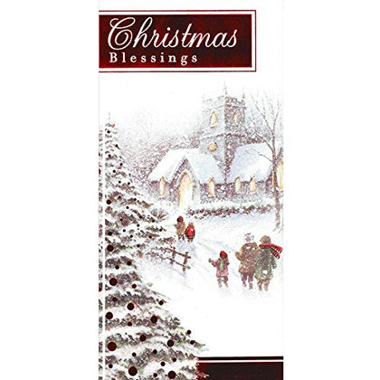 20 x Scenic Village With Red Sparkles Christmas Cards