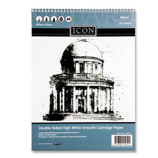 Icon A4 90gsm Spiral Sketch Pad 30 Sheets