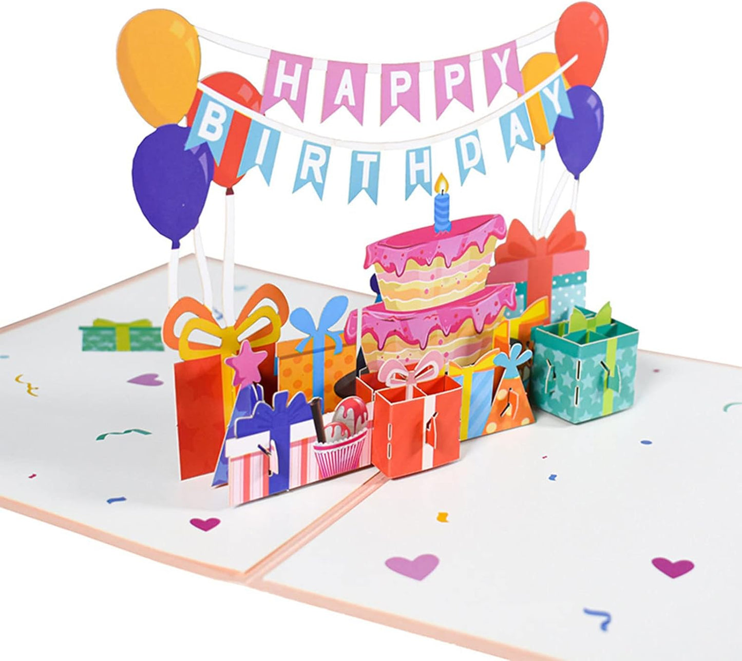 Flag Pulling Birthday Party 3D Pop Up Greeting Card