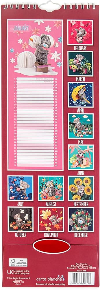 Me to You Photo Finish Tatty Teddy 2026 Slim Calendar