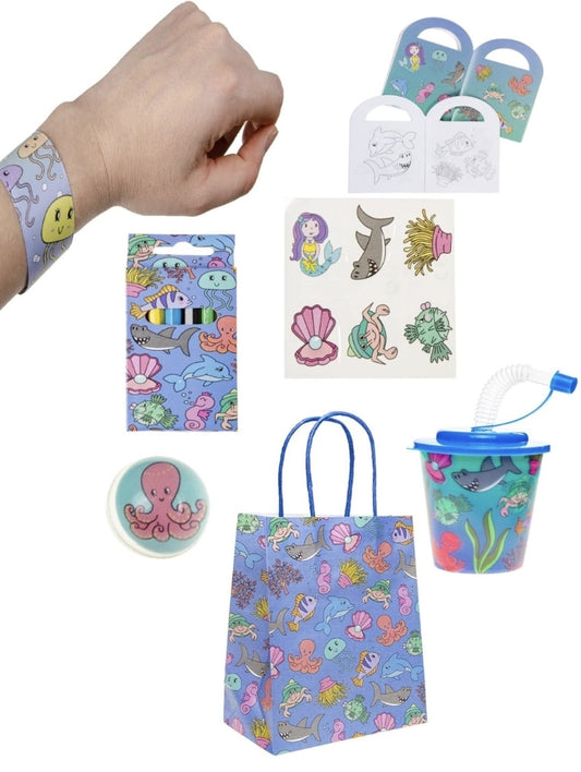 Pre Filled Sea Theme Kids Party Favour Bag – Gift Bag with Reusable Cup & Themed Toys
