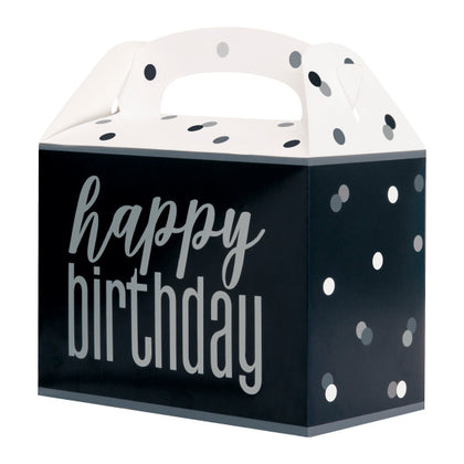Pack of 6 Birthday Black Glitz Take Home Containers