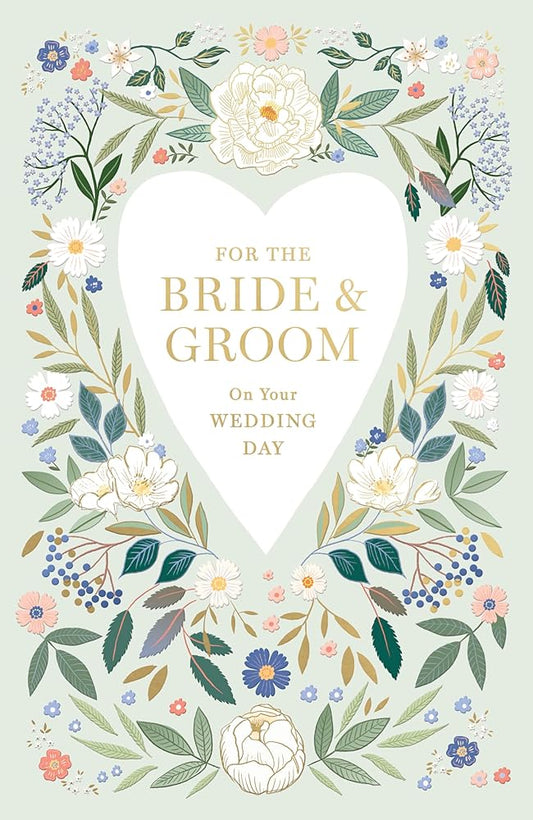 Elegant Floral Heart Design Bride & Groom Wedding Congratulations Card