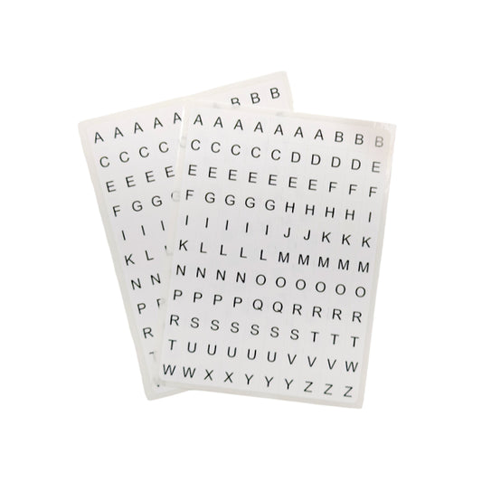 Pack of 220 White on Black 8x10mm A-Z Letters Self-Adhesive Labels