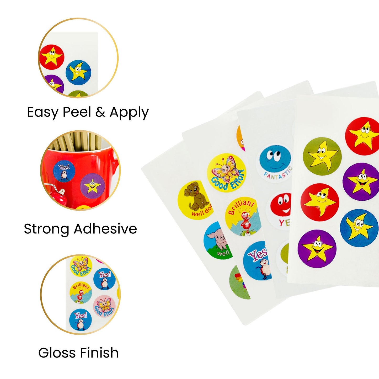 Pack of 324 Motivational Blobs 24mm Round Self-Adhesive Labels