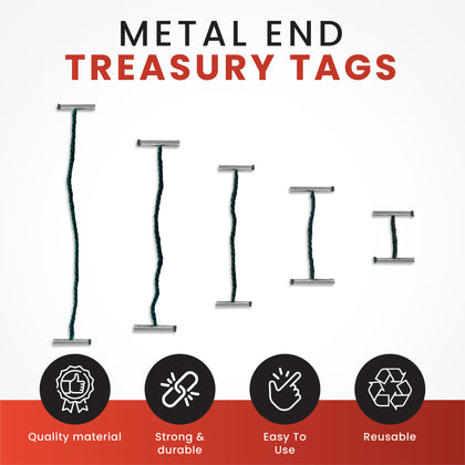 Pack of 100 101mm Metal End Treasury Tags