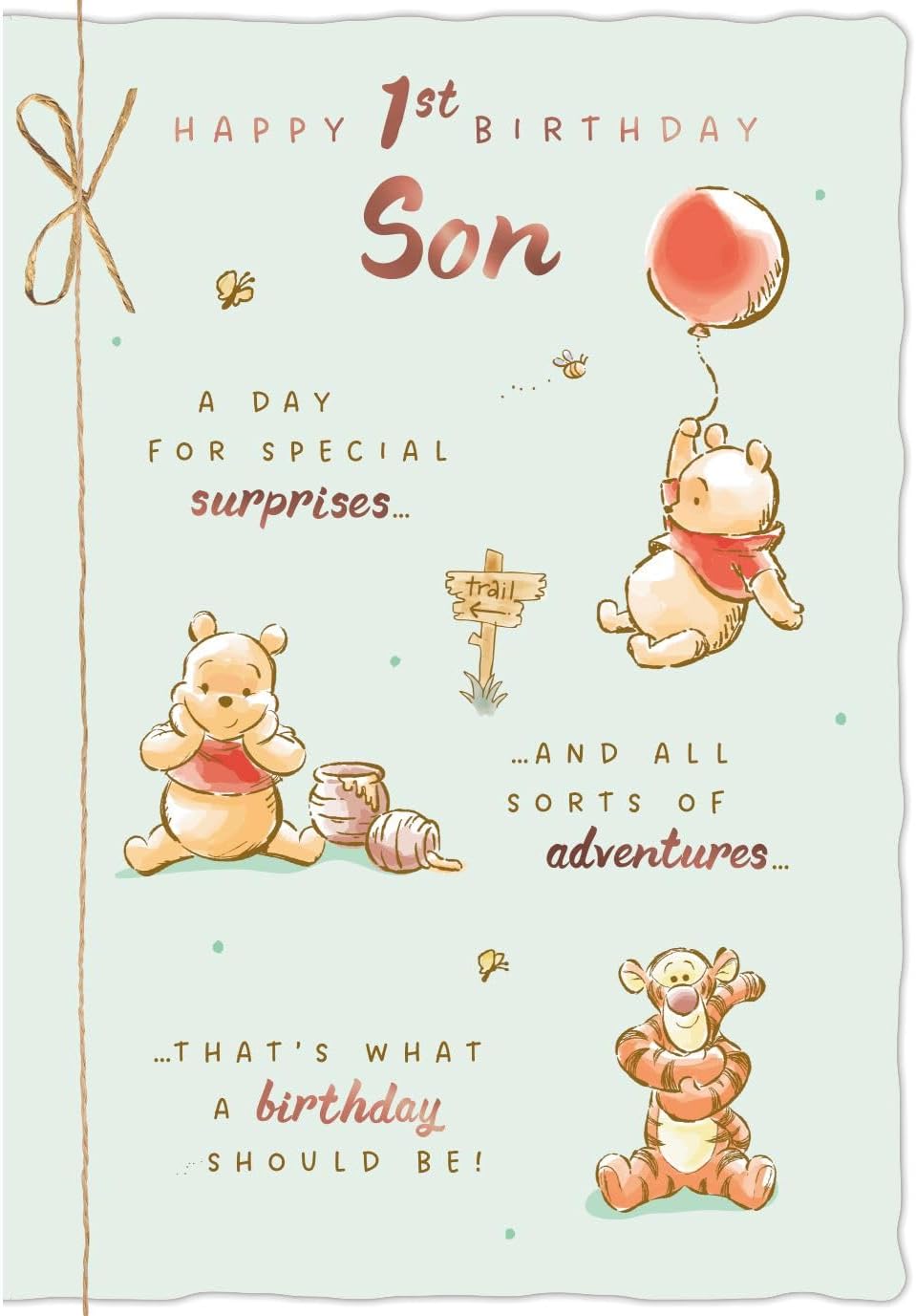 Winnie the Pooh and Tiger Adventure Design Son 1st Birthday Card
