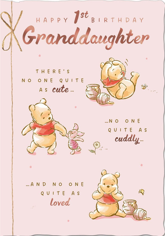 Winnie the Pooh and Piglet Design Granddaughter 1st Birthday Card