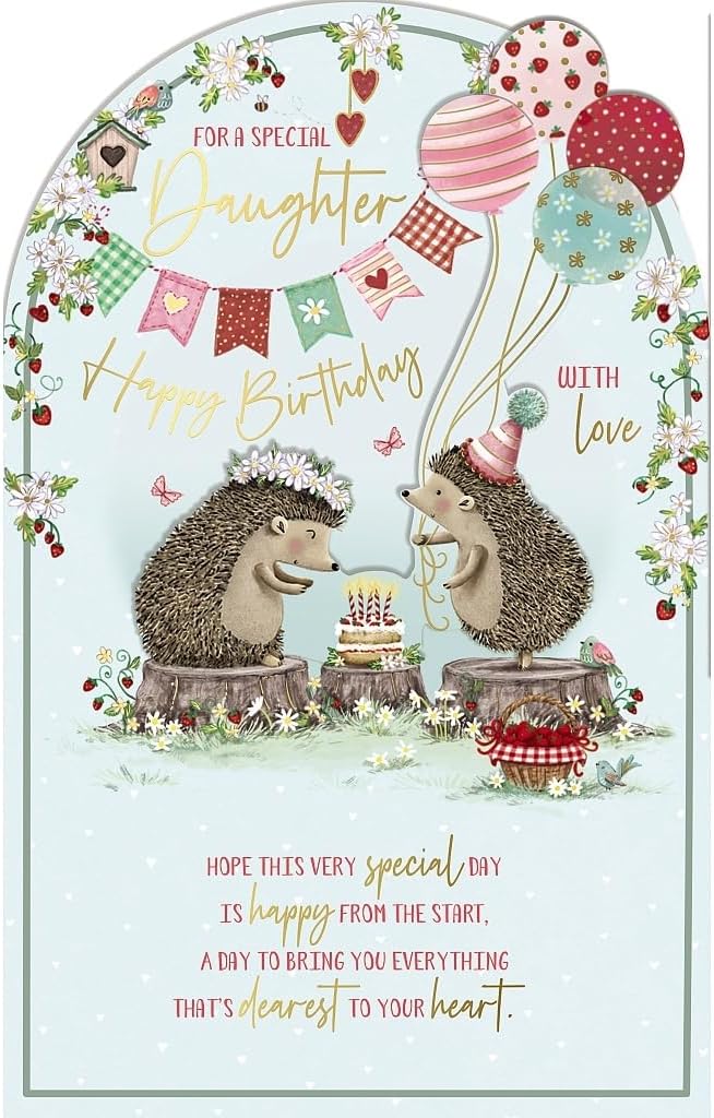 Hedgehogs With Cake Daughter Birthday Card