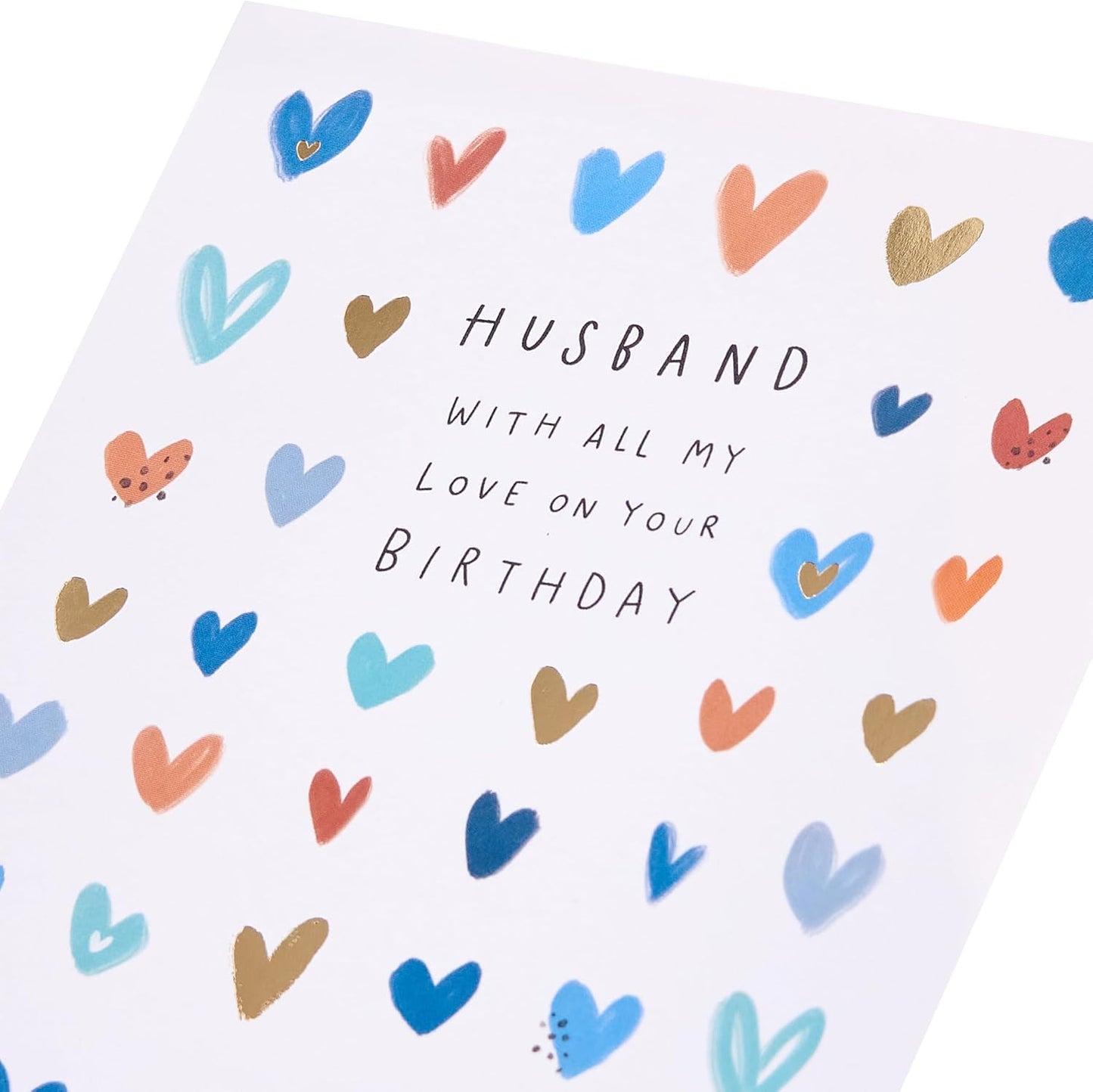Hand Drawn Hearts Design Husband Birthday Card