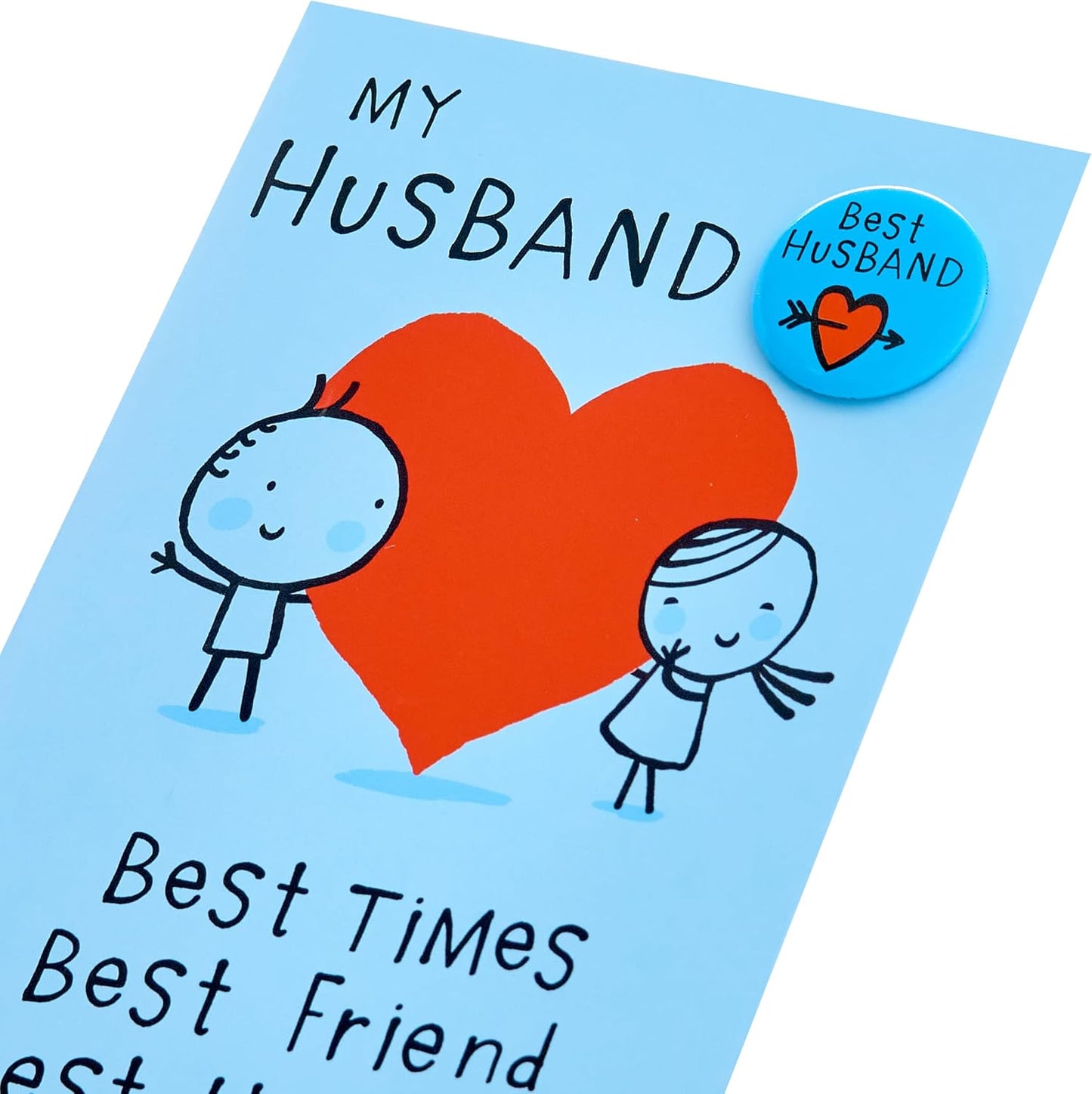 Benny Giant Heart Design Husband Birthday Card with Badge