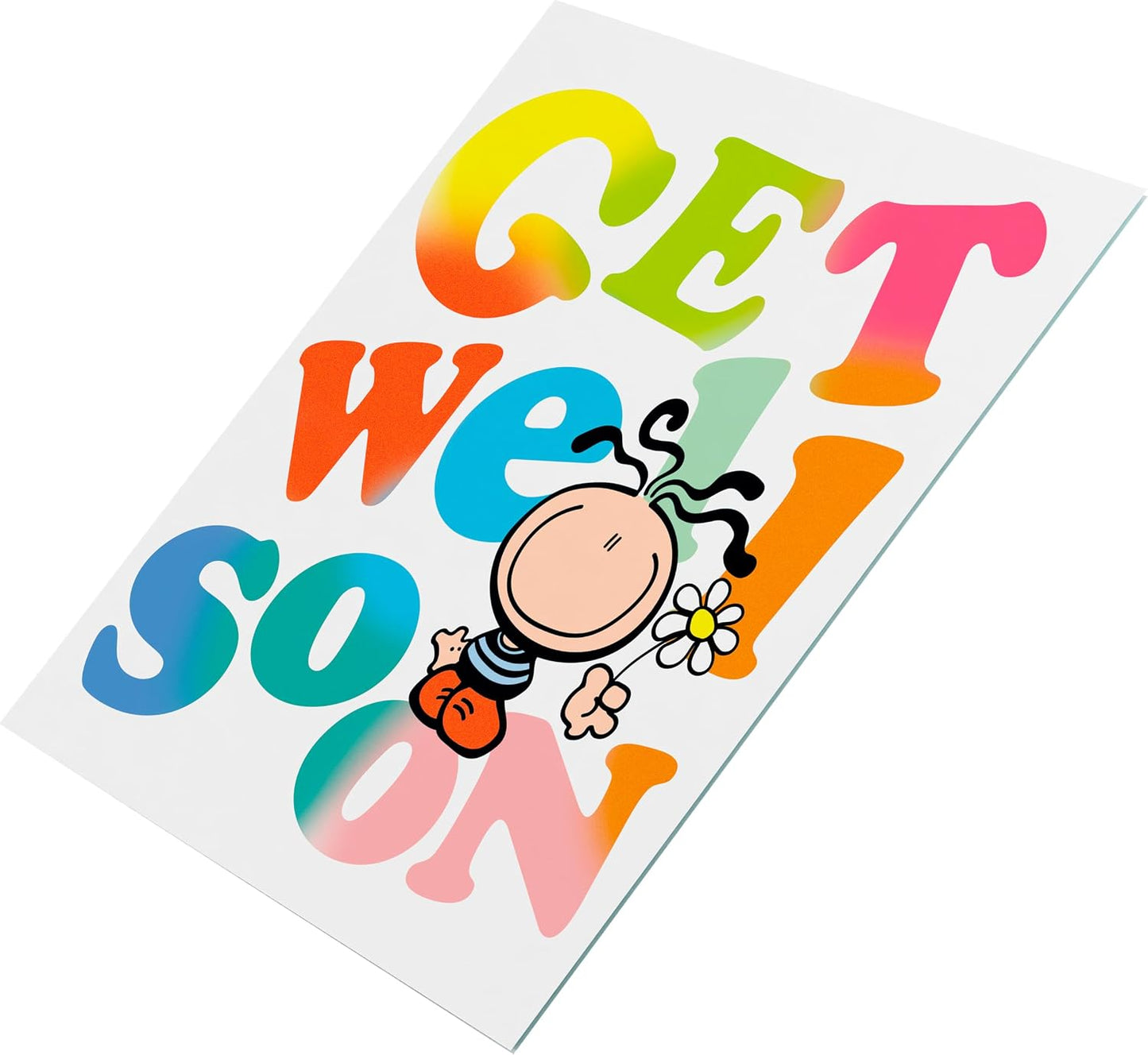 Character with Flower Get Well Soon Card