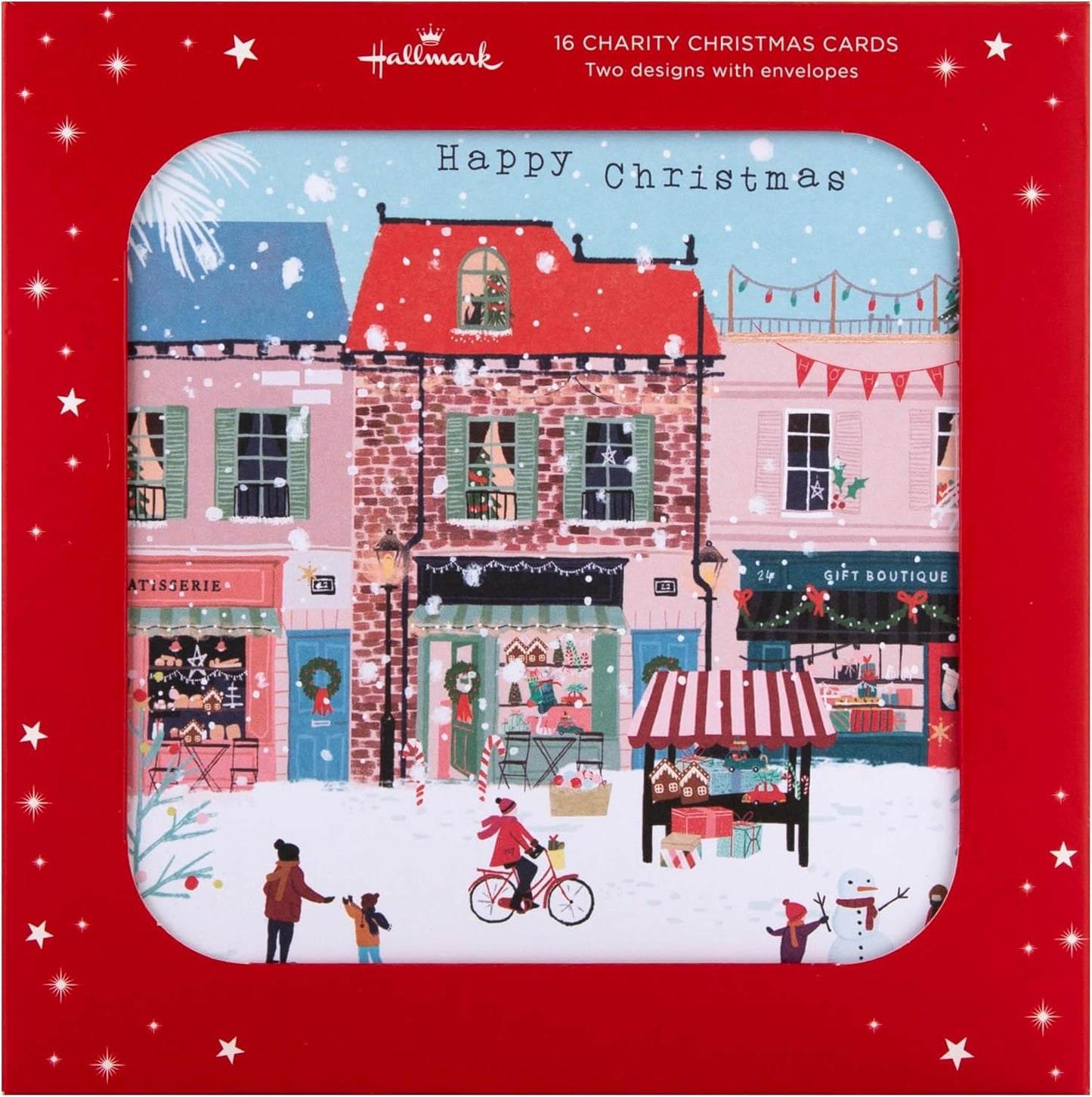 Street Scene & Snow Globe 16 Pack 2 Designs Charity Christmas Cards