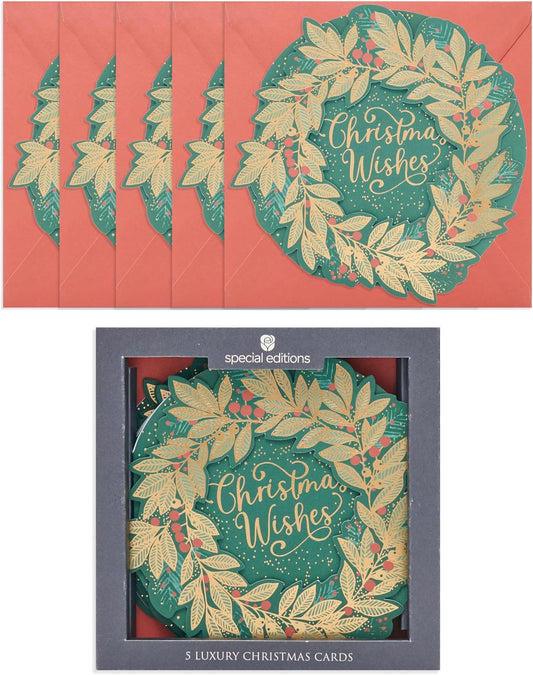 Luxury Wreath Design Multipack of 5 Christmas Cards