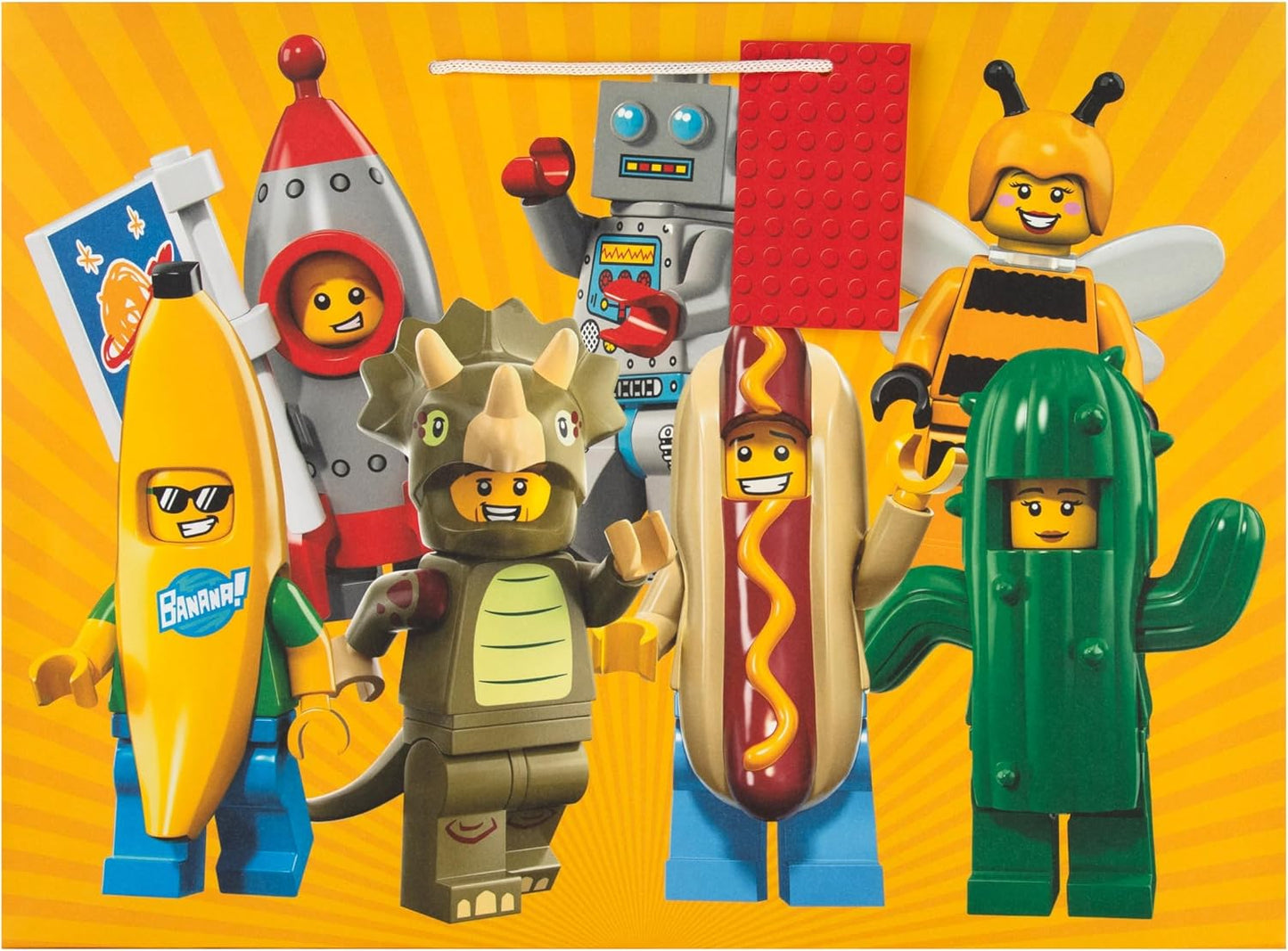 LEGO Mini Figure Icons Extra Large Gift Bag With Matching Gift Tag