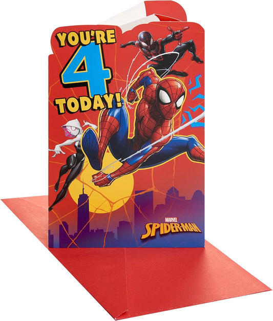 Marvel Spiderman Pop Up Design 4th Birthday Card
