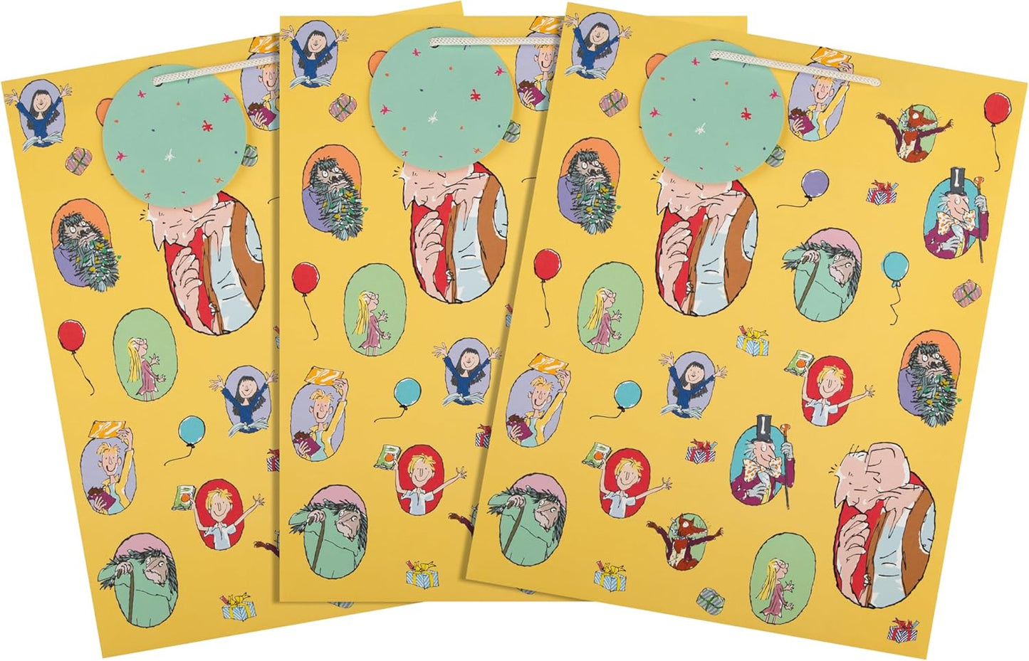 Roald Dahl & Quentin Blake Characters Birthday Gift Bag Multipack of 3