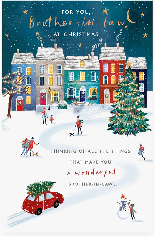 Town Winter Scene Design Brother In Law Christmas Card