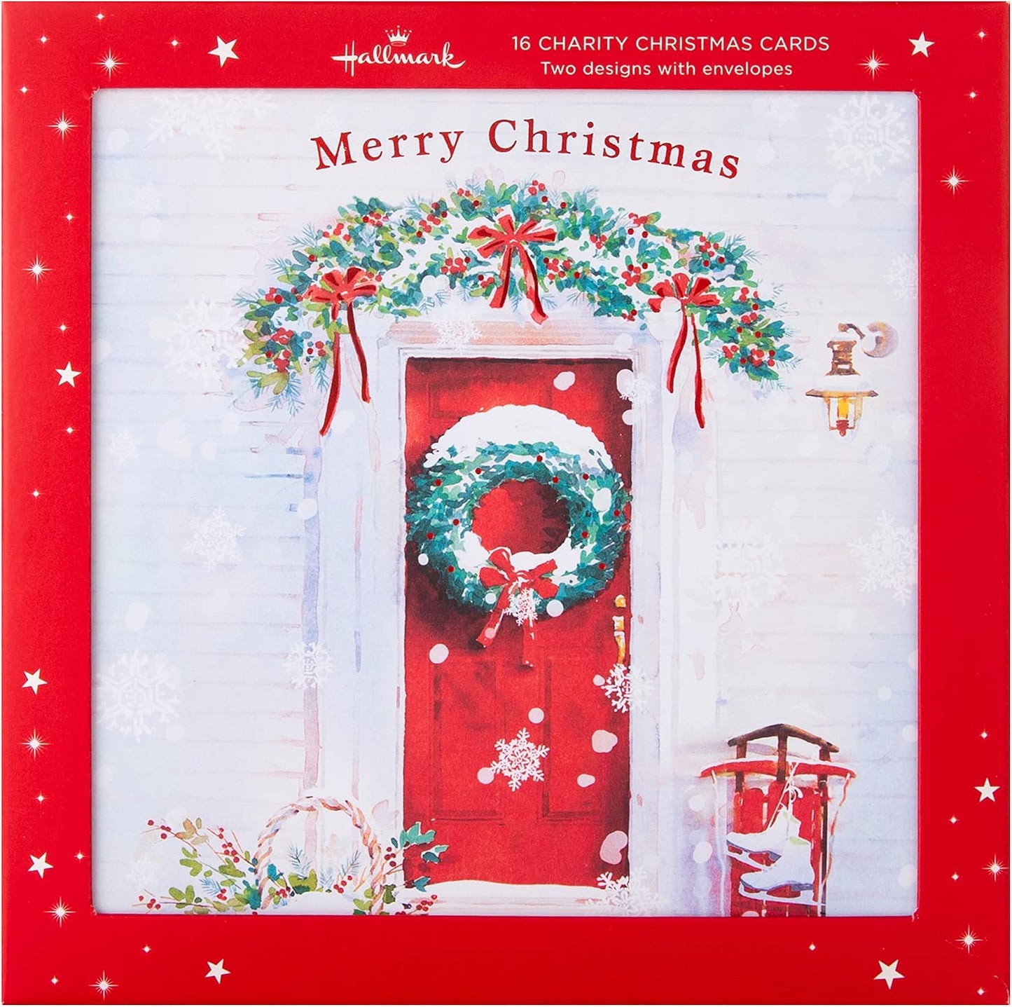 Festive Door 16 Pack 2 Designs Charity Christmas Cards
