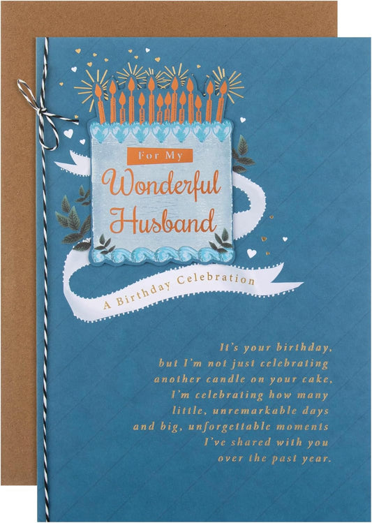 3D Effect Cake Design Husband Birthday Card