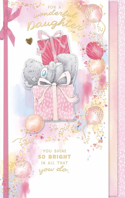 Tatty Teddy 'For A Wonderful Daughter' Luxury Hand Finished Birthday Card With Bow