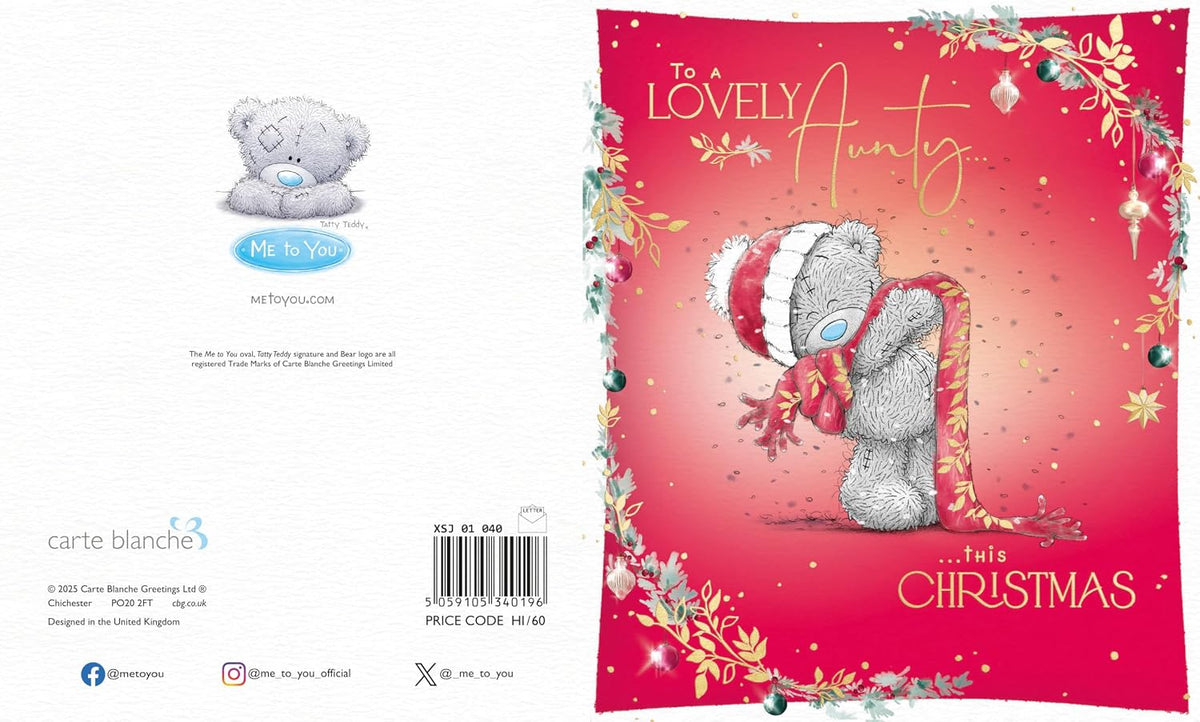 Bear Wearing Scarf Aunty Christmas Card