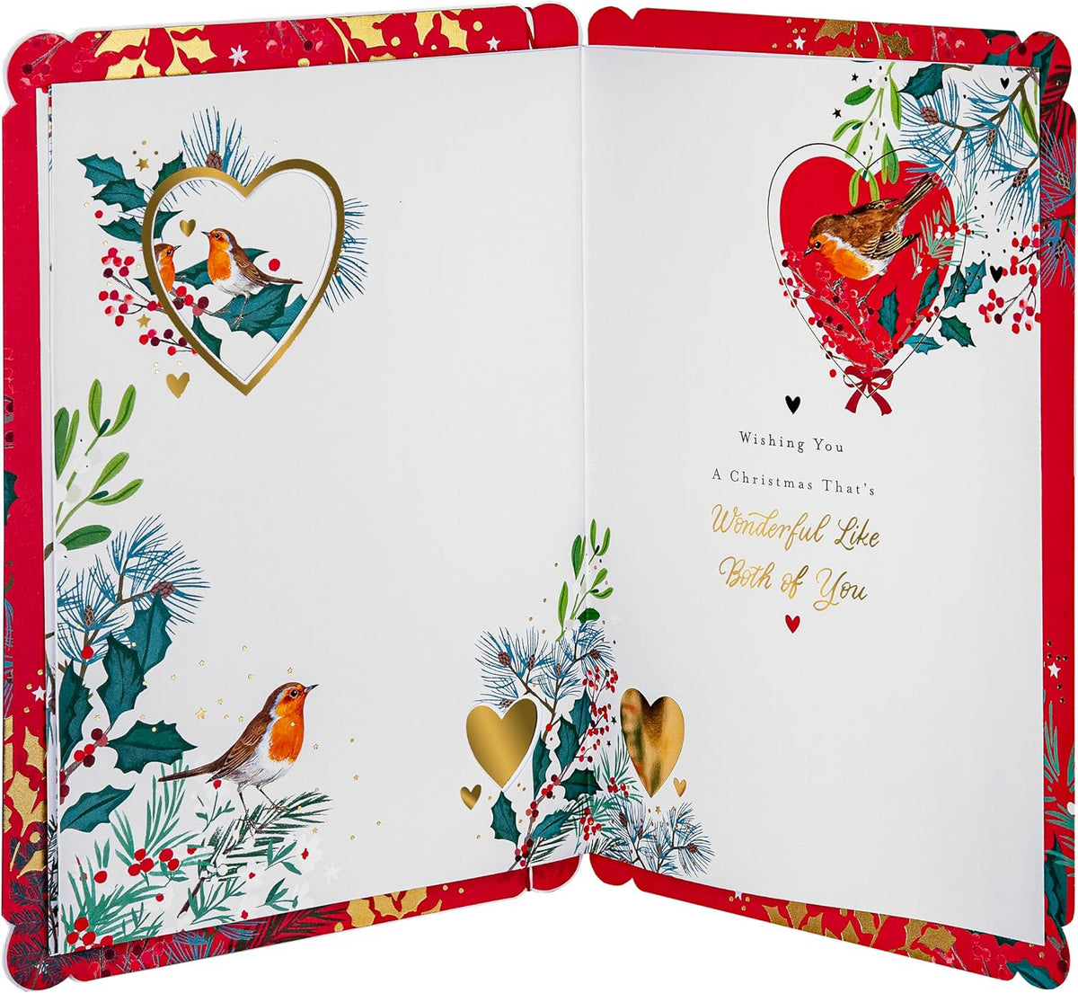 Robin and Winter Florals Design Mum and Dad Christmas Card
