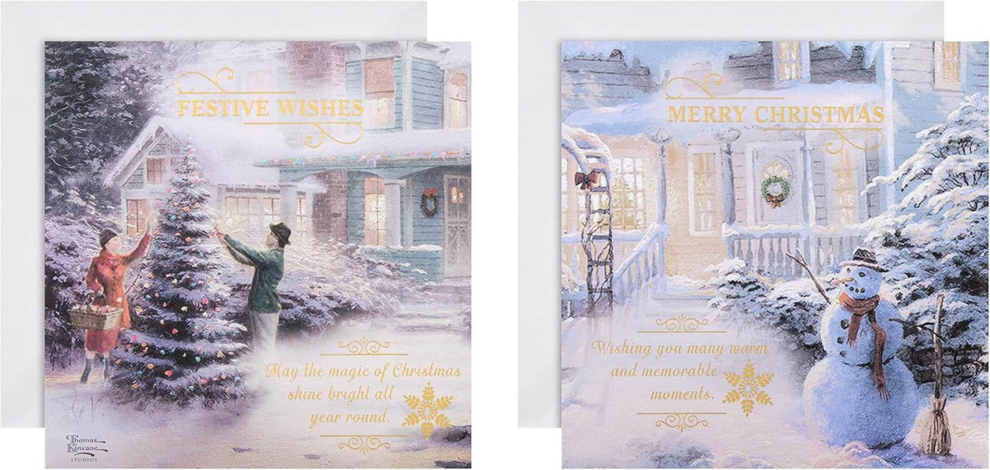 Scenic Thomas Kinkade 16 Pack 2 Designs Charity Christmas Cards