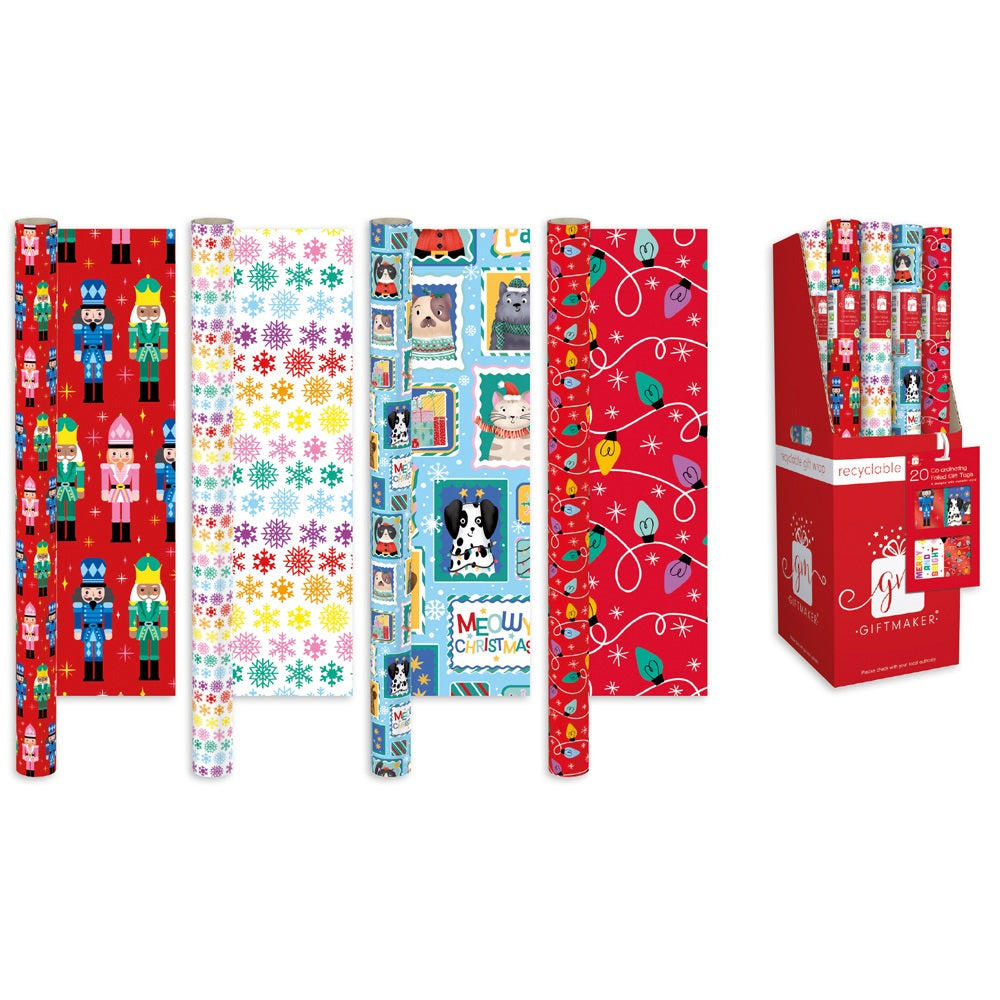 Single Novelty Cute Christmas Gift Wrapping Paper 4m x 69cm