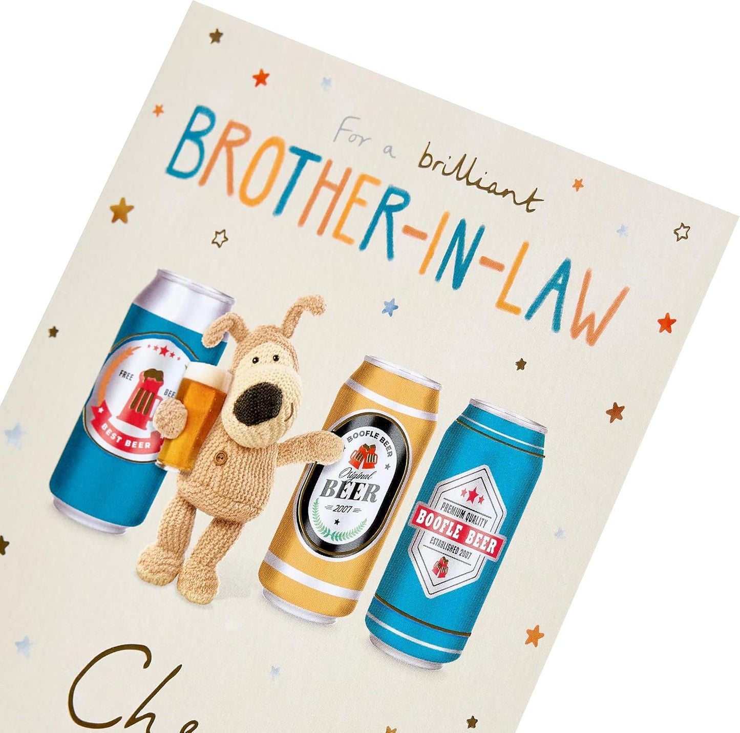 Boofle with Beer Can Brother In Law Birthday Card