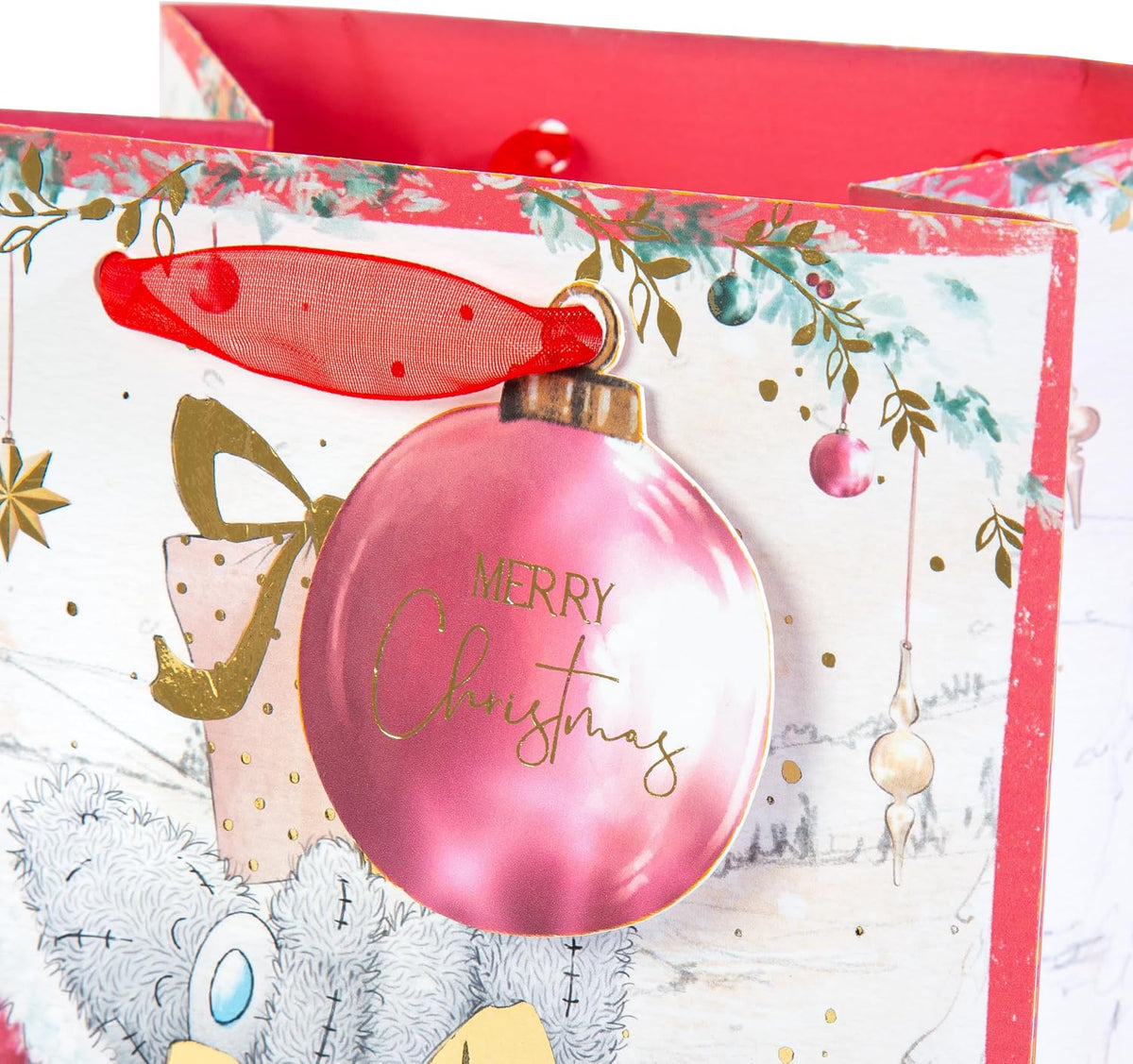 Me To You Bear Peeking Out Through Present Christmas Small Sized Gift Bag