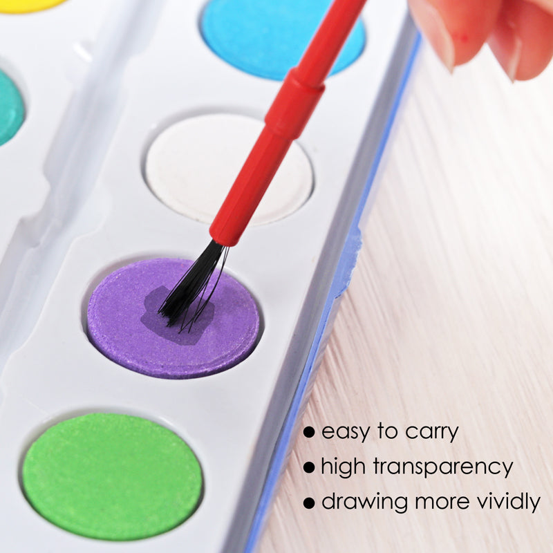 Pack of 12 Solid Watercolour Paint Set with Brush