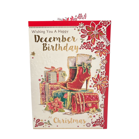 December Birthday Glam & Holiday Wishes Christmas Card