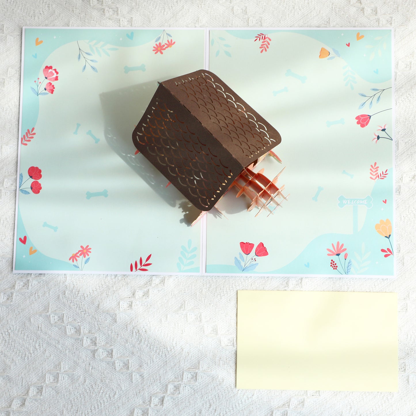 Dog in Doghouse 3D Pop Up Greeting Card - Puppy Pet Birthday Vacation Anniversary Love Mother