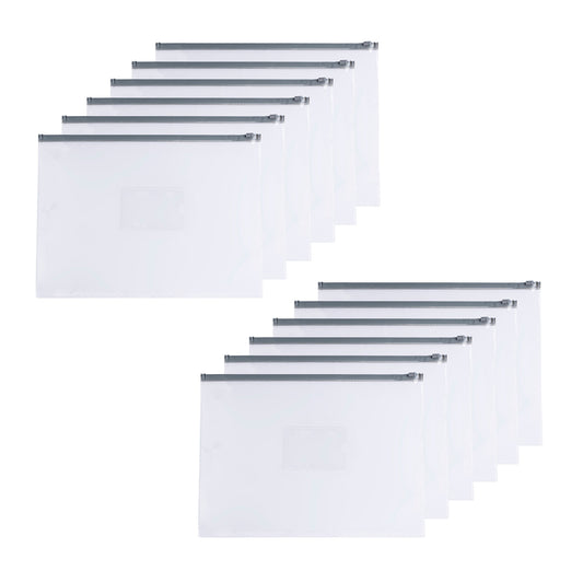 Pack of 12 A3 Clear Zippy Bags with Grey Zip