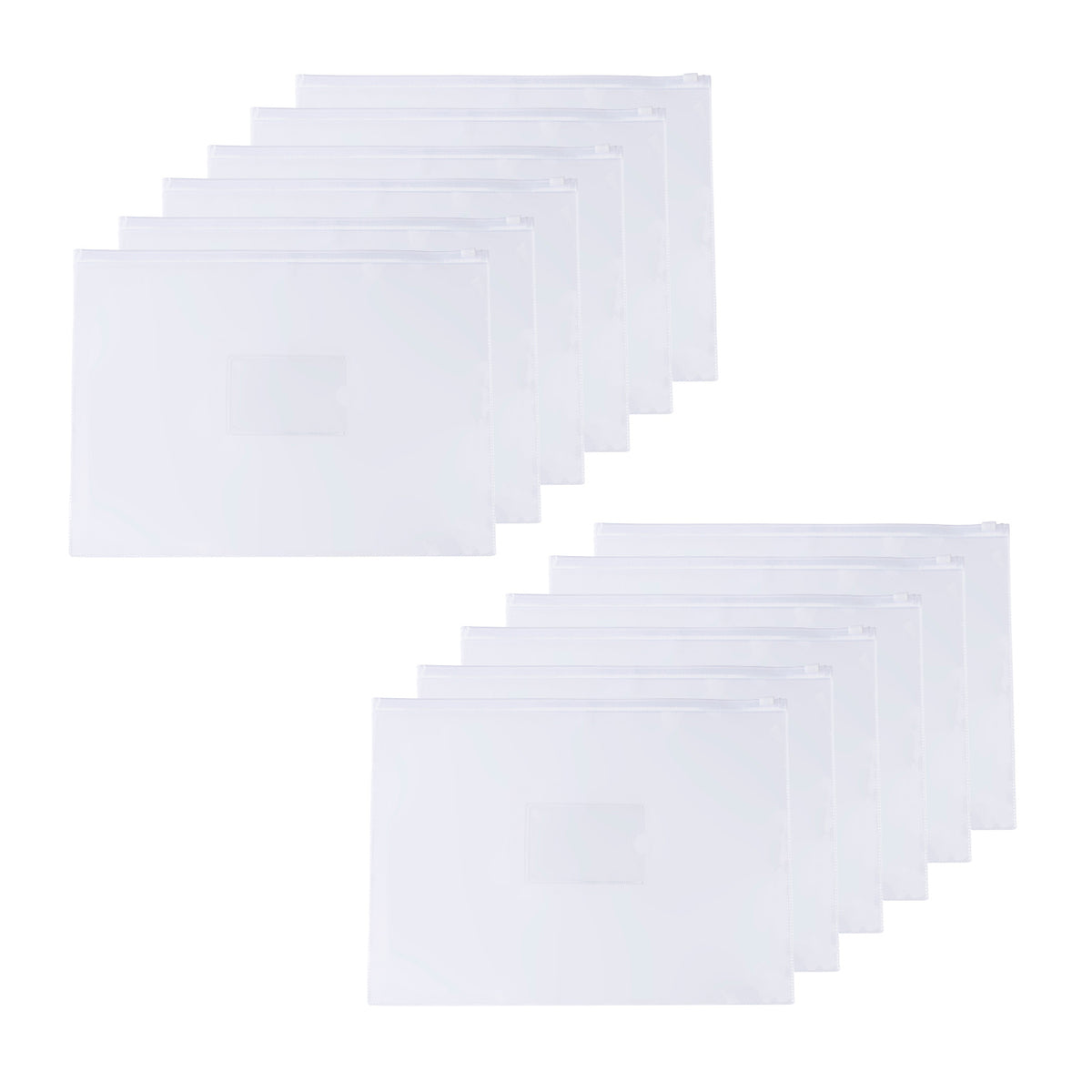 Pack of 12 A3 Clear Zippy Bags with White Zip