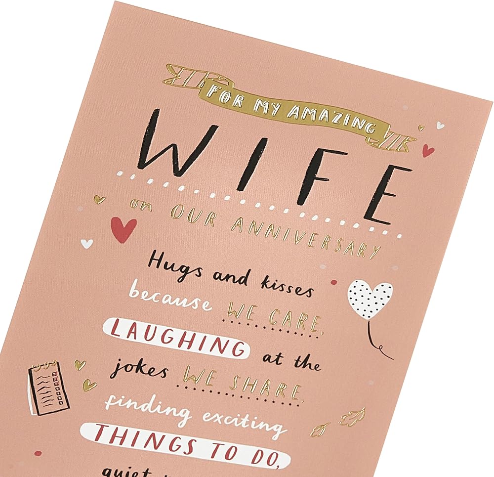 Hand Lettering and Icons Design Wife Anniversary Card