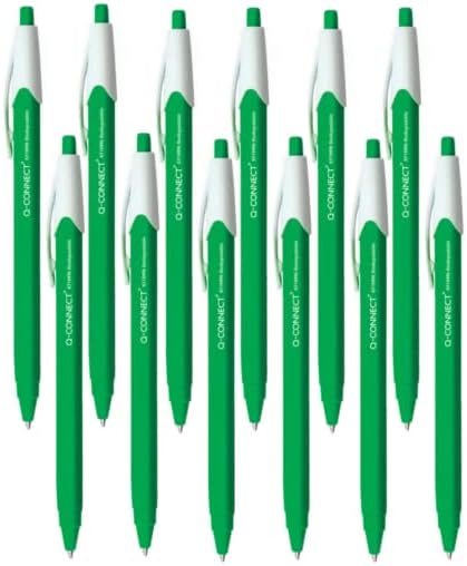 Pack of 12 Q-Connect Biodegradable Retractable Black Ballpoint Pens